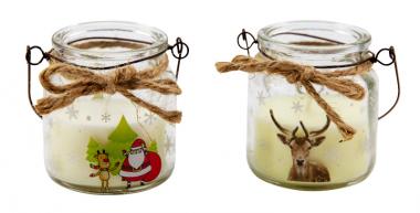 Weiße Kerze im Glas 