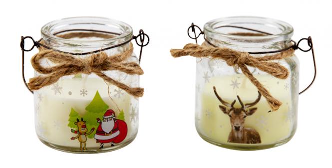 Weiße Kerze im Glas 